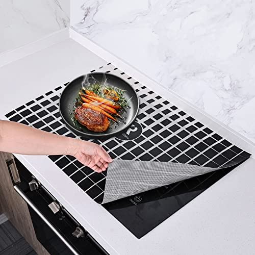 KitchenRaku Tapis pour Plaques à Induction 61x53cm,Protection Plaque de Cuisson Magnétique, Silicone Anti-rayures Pour Cuisinière à Induction