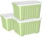 Cetomo 80L*3 Storage Boxes with Wheels, Plastic Storage Box with Lid, Latching Buckles, Click Closure, Stackable, Nesting, Durable Organizer for Home Office Clothes, Green, 80L-3 Pack
