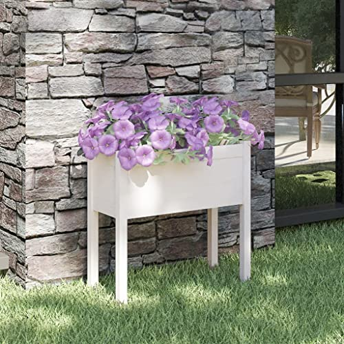 homiuse Pflanzkübel Weiß 70x31x70 cm Massivholz Kiefer Hochbeet Blumentopf Gross PflanzküBel Groß AußEn BlumenküBel Groß Aussen Blumentopf Hoch PflanzsäUle