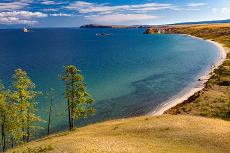 Leinwand-Bild 80 x 50 cm: Blick auf die Küste des Baikalsees(50747715)