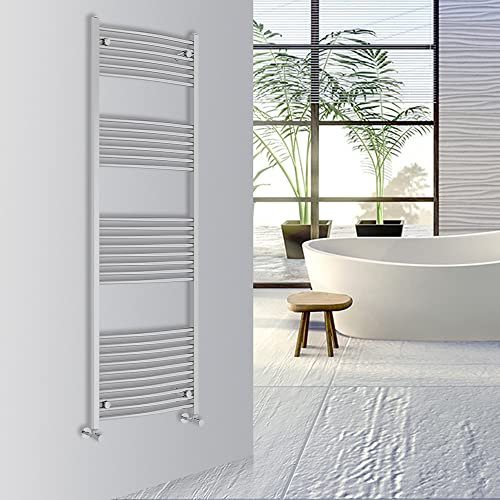 Warmehaus Curved Bathroom Heated Towel Rail Warmer Radiator Central Heating 1800x600mm - Chrome