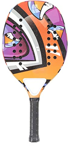 Focket Raqueta De Tenis De Playa, Portátil Pala De Pádel Fibra De Carbono Antideslizante Absorbe el Sudor Raqueta De Pádel Superficie De Fibra De Carbono con Espuma Viscoelástica EVA