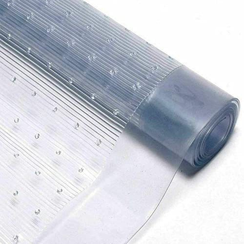 Q&H Vinyl Plastic Carpet Protector Clear Hallway Runner Protection - Guard Floor Surface Paint Work Non-Slip Mat Cover Thick Film Roll - Transparent Area Rugs, Office Chair, Grippers (5FT x 27)