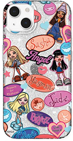 Velvet Caviar x Bratz Entworfen für iPhone 14 Hülle für Frauen [2,4 m Fallgetestet] Niedliche Schutzbratz Puppen Zubehör Handyhüllen – Klarer Glitzer