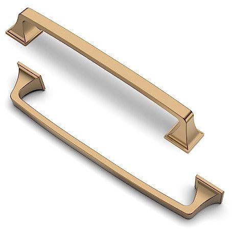 FURNIWARE Pack of 10 Cabinet Handles,Champagne Bronze Hardware Drawer Pulls,Zinc Alloy Kitchen Cabinet Door Handles Pull-128mm(5 Inch) Hole Center