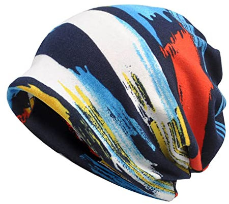 Beanie Chemo Mützen Damen Sommer Turban Super Weich Slouchy Kopfbedeckungen Kop Wraps Beanie Mütze Kappe für Haarausfall, Kreb, Chemo Blau