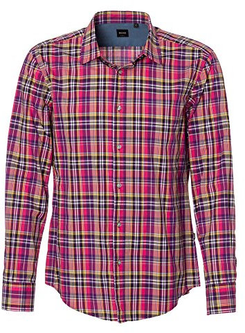 BOSS Ronny 50237257 Chemise à manches longues pour homme Rose à carreaux, rose, S