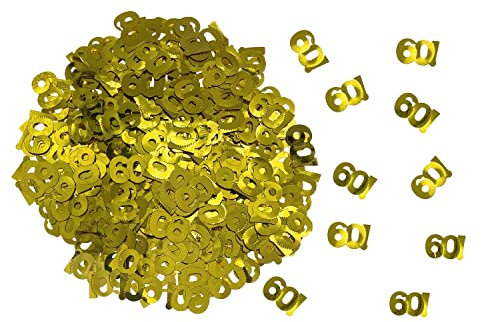 Oblique Unique® Zahlen Konfetti für 30 40 50 60 Geburtstag Jubiläum in Gold ca. 240 Stück Tisch Deko Streudeko Dekoration (Zahl 60)
