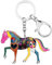 WEVENI Alliage Cheval Running Porte-clés Accessoires Émail Licorne Bijoux pour les Femme Filles Car Wallet Charms (Floral)