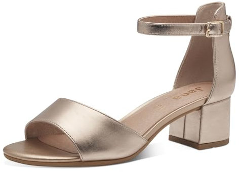 Jana Damen Sandalen mit Absatz Festlich Vegan, Metallisch (Champagner), 41 EU