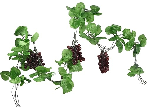 volumoon 5 Stück Künstliche Weinreben mit Trauben, Künstliche Trauben Deko, Kunststoff Traube, Gefälschte Weintrauben Reben, für Weihnacht Party Heim Garten Dekoration, SchießRequisiten