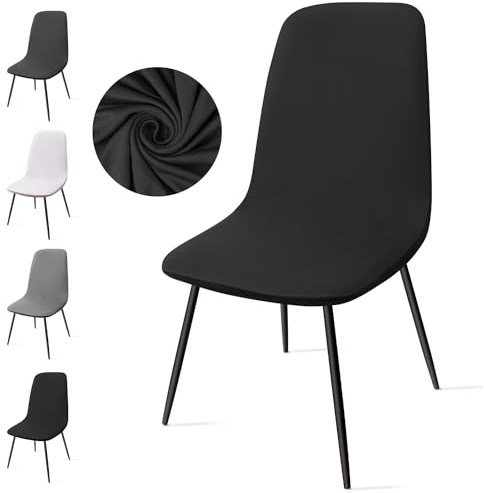 Eozakavod Stuhlhussen 4er Set, Stretch Stuhlbezug Esszimmerstühlhussen Universal Stuhlhussen Abnehmbarer Waschbarer Stuhlabdeckung für Esszimmer,Hotel,Bankett,Hochzeit,Partys Deko(C-Schwarz,4er Set)