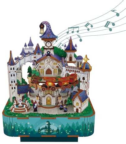Tonecheer Spieluhr Holz 3D Puzzle, Magisches Schloss DIY Modellbausatz für Erwachsene, Drehbare Musikbox, Holzpuzzle Geschenke zur Hausdekoration Geschenk für Geburtstag Weihnachten Teenager