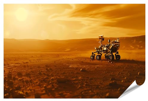 islandburner Prime XXL Bild Poster Wandbild: Rover auf Mars-Oberfläche - Konzept für rotes Planeten-Business Büro oder Arbeitszimmer Planetarium Premium Bilder Fotodruck