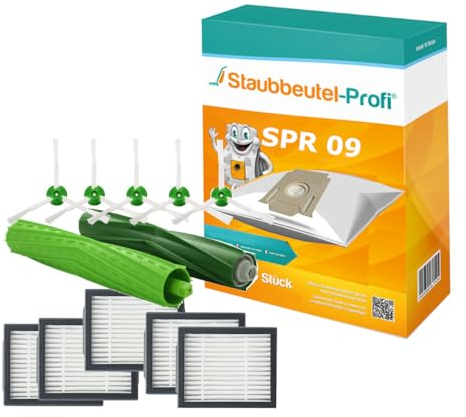 Staubsaugerbeutel für iRobot Roomba i7, i7+, i7Plus, i6, i6+, i3, i3+ Plus Clean Base Absaugstation Staubbeutel (10 Beutel + Bürstenset Roomba E5/E6/E7 und i7 Serie)