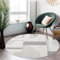 payé Teppich Rund 200x200cm - Creme-Grau Geometrische Muster Boho Design Flachflor Hochtief Struktur Bodenbelag Deko