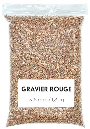 Landare Gravier Rouge 1,8 kG - Gravier Aquarium - Gravier Decoratif - Cailloux Decoratif - Gravier Jardin Exterieur - Galet - Cailloux Aquarium Decoration (3-6 mm) (Rouge)