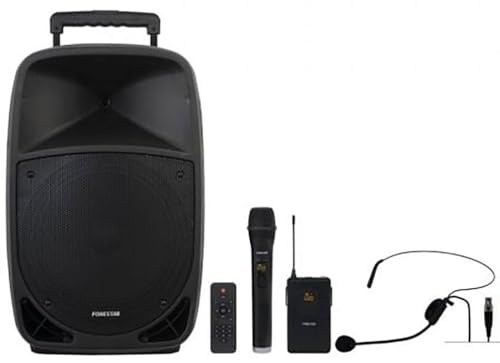 FONESTAR Altavoces MALIBU-312 Portátiles Bluetooth 250W 2 micrófonos Karaoke Batería Trolley