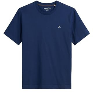 Marc O'Polo Herren T-Shirt aus Bio-Baumwolle Regular Fit, Blau (Iris Ink), L