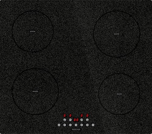 Integriertes Induktionskochfeld, 4 Zonen, leistungsstarke Leistung, 7200 W, 4 Boost, STARCHARTS eingebaute elektrische Kochfelder mit Italien-ILVA-Glas, Timer, Kindersicherung, 9 Kochleistungsstufen