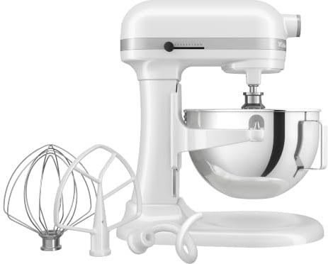 KitchenAid Batidora Amasadora Bowl-Lift 5.2L Heavy Duty, Cuerpo y Engranajes Metálicos, 11 Velocidades, Flex Edge, 67 Puntos de Contacto, Blanco