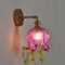BRRSKBK Applique Murale à Fleurs dorées, Applique Murale Vintage de Ferme avec Tulipes en Verre ambré, Applique Murale Moderne en Verre Violet Clair pour Chambre à Coucher, Lampe Murale pour Salle de