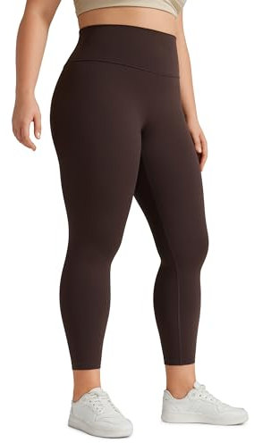 CRZ YOGA Butterluxe Damen Übergröße Leggings - 64cm Große Größen High Waist Workout Leggins Butterweiche Spandex Yogahose Heißes Fudge-Brown 48