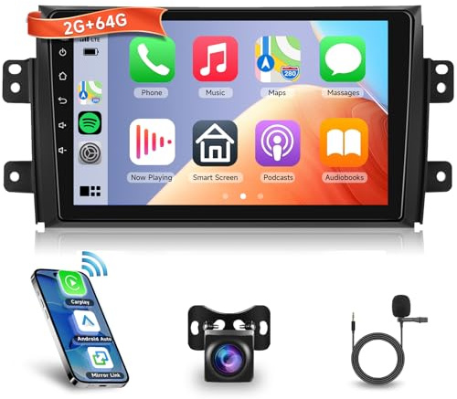 2G+64G Autoradio Android 13 per Suzuki SX4 2006-2013 Fiat Sedici 2005-2014, 9 HD Schermo Tactile Stereo Auto co Carplay Android Auto Wireless GPS Wi-Fi USB Bluetooth Radio FM RDS Retrocamera