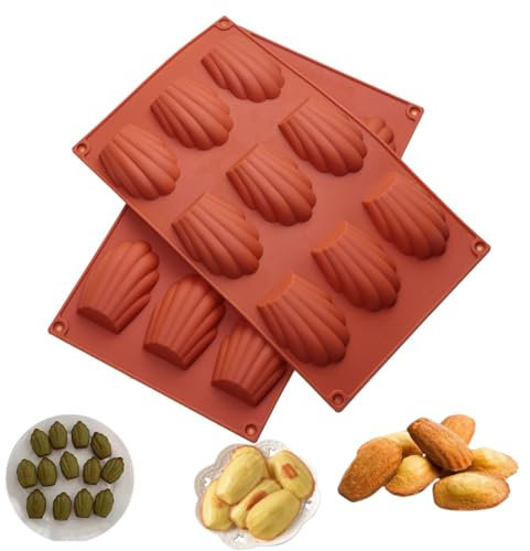 2 Pezzi Stampi per Madeleines in Silicone, Madeleine per Torta Teglia da Forno, Stampo per Madeleines, Stampi in Silicone a Forma di Conchiglia per Madeleine, Biscotti, Caramelle, Budino
