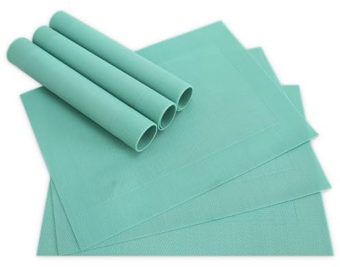 Moderne Tischsets in Mint-grün im 6er Set - Abwaschbare Platzsets als rechteckige Tischuntersetzer - Gewebtes Platzdeckchen als Tischunterlage für Esstisch Wohnzimmer Tisch-Deko
