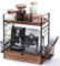 3-Tier Coffee Station Organizer with Slide Out Drawer, 2 Metal Baskets & 6 Hooks, Bathroom Organiser, Mug Storage for Home, Office, Wooden Desk Organiser, Kitchen Shelf Organiser for Countertop