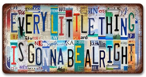 Funny Metal Sign Vintage Tin Sign, Inspirational Gifts for Women Men, Retro Metal Poster Wall Decor, Motivational Encouragement Positive Gift 12 x 6 Inches - Every Little Thing Gonna Be Alright