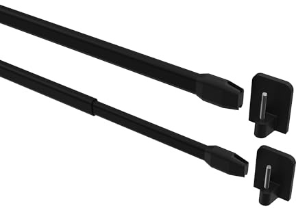 INTERDECO Vitragestange ausziehbar 10/8 mm oval Schwarz 60-100 cm | aus Metall, für Fensterflügel-Montage, Endstück Geno (Kappe), Traglast bis 0,6 kg, Klassisch