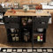 Fppuueg Isla Cocina con Ruedas y Encimera de Madera, Mueble Auxiliar de Cocina con 4 Cajones y 1 Puerta, Aparador Cocina con Estante Ajustable y Toalleros, 127x46x91.5 cm, Negro