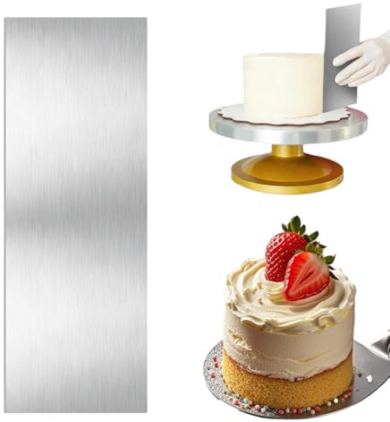 COYUN 1PCS Grattoir à Gâteau en Métal Lisseur Gateau Patisserie en Acier Inoxydable Outil de Décoration de Gâteau Outil de Glaçage de Gâteau Grattoir Crème au Beurre pour Gâteau Dessert(B)