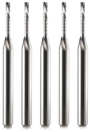 Fräser 1/8 Zoll Schaftdurchmesser,Schaftfräser,1.5 mm CED 10 mm CEL Single Flute Downcut Spiral-Fräser CNC-Fräser für Acryl, PVC, MDF, Aluminium, 5 Stück