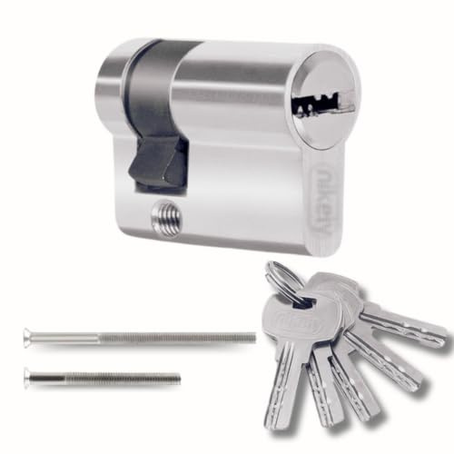 Cylindre pour serrures 30/10 mm, cylindre à simple serrure, vis et clés incluses, facile à installer, serrure pour portes et garages, anti-perçage, longueur 40 mm