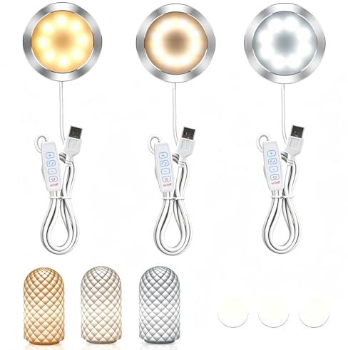 3 Stück 3D-Drucker LED-Lampen-Set 001 mit 3 Farben, USB-betrieben 5V, LED Licht Beleuchtun für Bambu Lab Makerworld/3D-Drucker Teil/Nachtlicht Modelle Ersatz/DIY-Hardware-Modell