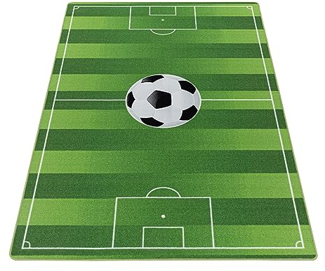 KADIMA DESIGN Kinderteppich Fußballfeld-Design Pflegeleicht Bunt Waschbar Strapazierfähig Grün 80x120 cm Kinderzimmer Fußbodenheizung geeignet Schadstoffgeprüft rutschfest Oeko-TEX | TRAUN