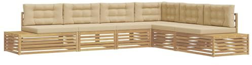 vidaXL 6 Stück Outdoor-Sofagarnitur Polyester Weiß, Garten Lounge Set, modernes Ecksofa, langlebige Außensitzplätze für gemütliches Terrassenleben