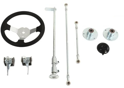 Ejoyous Gokart Rattstyrningsenhet Kart Rattstyrningsset Styrväxel Dragstångssats 300mm Solid Konstruktion Känslig Styrning med Kulleddsaxel för Gokart Quad Motor