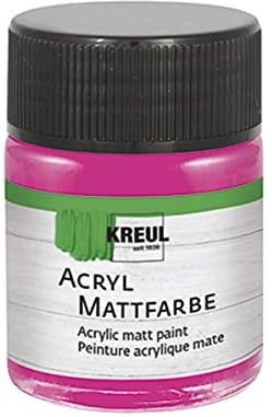 KREUL 75511 - Acryl Mattfarbe, pink im 50 ml Glas, cremig deckende, schnelltrocknende Farbe auf Wasserbasis, für viele verschiedene Untergründe geeignet