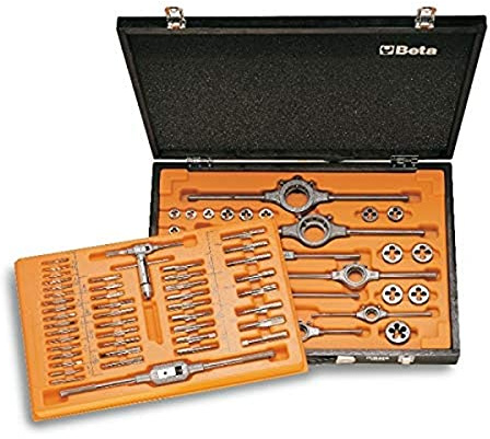 Beta 447/C70 - Assortimento di maschi e filiere con accessori in acciaio HSS filettatura metrica in cassetta di legno
