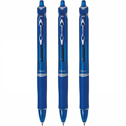 PILOT Pack of 3 Ballpoint Pens Medium Point Blue Acroball Begreen