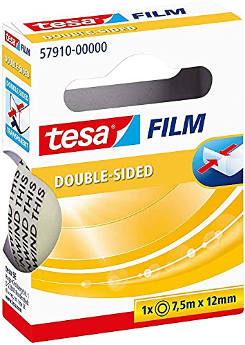 Tesa, doppelseitiges Klebeband, perfekt für Fotos und Papier, 10 m x 15 mm, in hoher Qualität, Box aus Metall 7.5m x 12mm