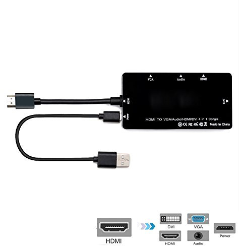 CHENYANG CY Multiport Divisor Convertidor VGA/Audio/HDMI/DVI a HDMI 4 en 1 Adaptador Dongle para PS3 HDTV PC Monitor Proyector
