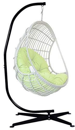 GOPLUS Hängesessel Gestell Metall, 210cm Hängestuhlgestell Outdoor bis 150kg, C Form mit Sockel für Hängesitz Hängestuhl, Hängemattengestell Hängesitzständer für Garten Terrasse Balkon