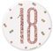 18. Geburtstags-Anstecker - 7,5 cm - Glitzer-Roségold-Geburtstag