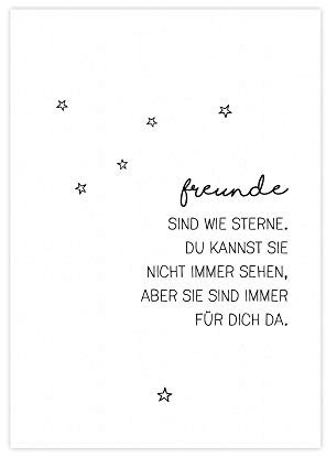 Freunde sind wie Sterne - Kunstdruck auf wunderbarem Hahnemühle Papier DIN A4 -ohne Rahmen- schwarz-weißes Bild Poster zur Deko im Büro/Wohnung/als Geschenk Mitbringsel zum Geburtstag etc.