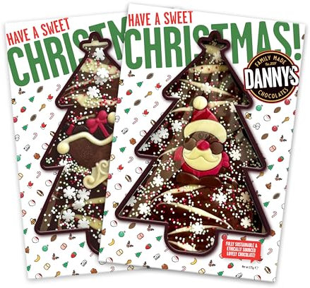 Danny's Christmas Chocolate | 2 x Extra Large 175g Chocolate Bars Selection Box (1 x Snowflake Santa & 1 x Snowflake Sleigh) Secret Santa Gifts & Stocking Fillers